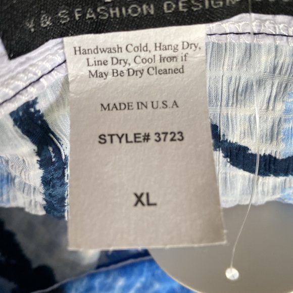 MOONLIGHT BY Y& S ABSTRACT TUNIC TOP IN BLUE HUES, BLACK & WHITE - 3723 XL NEW - Picture 7 of 7